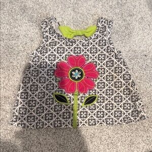 Kids Headquarters Black and White Patterned Top with Green Bow